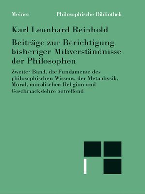 cover image of Beiträge zur Berichtigung bisheriger Mißverständnisse der Philosophen (II)